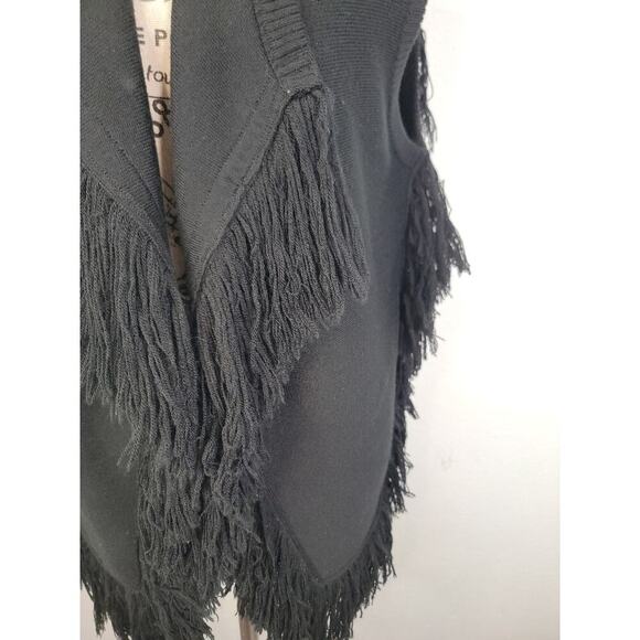 Kobi Halperin Brielle Fringe Sweater Knit Vest Womens Small Black - Picture 5 of 11